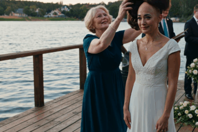 At our wedding, my mother-in-law yanked off my wig — I stood there exposed — then my husband stepped in, hurled it into the lake, and said one sentence that made the entire reception applaud; a few weeks later, her trembling letter changed our lives.