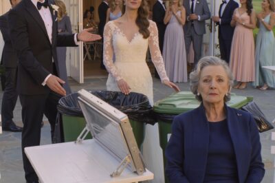 At my son’s lavish wedding just outside Columbus, Ohio, they sat me at an old table out on the patio, right next to the trash cans behind the kitchen door as if I were an overtime server, so I quietly picked up the envelope with the paperwork for the newlywed’s house and left the reception without a word, and less than an hour later my daughter-in-law, still in her wedding dress and white as a sheet, was standing in my tiny apartment, her voice shaking as she begged, “Please don’t do this to us, Mom…”